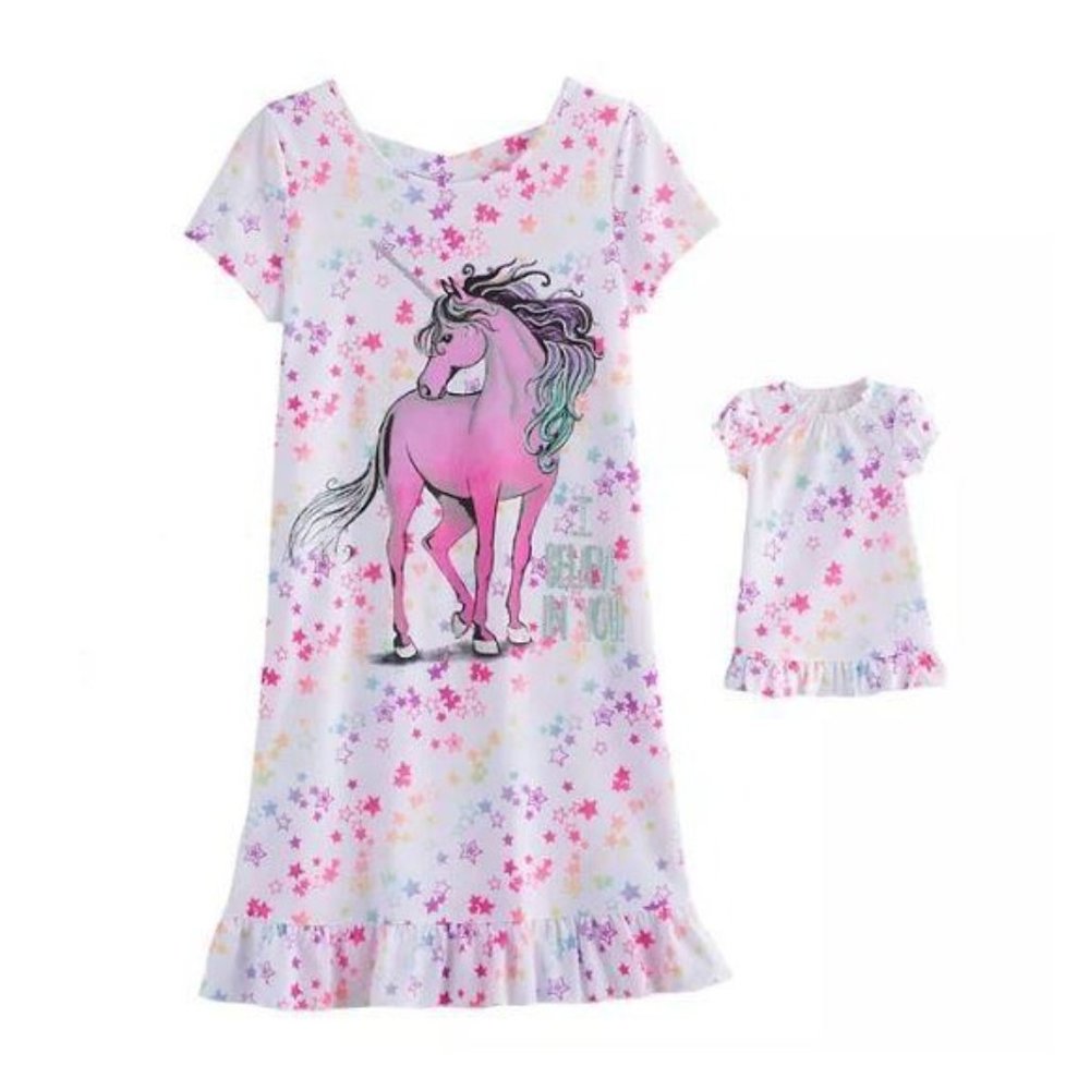 Kohl's Nightgown and Doll Gown Set Size 8.5 Multic